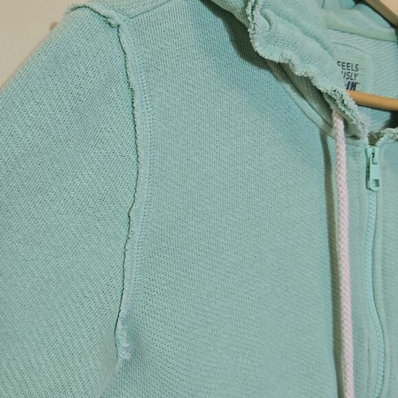 American Eagle AE Sun Set Zip Up Hoodie Green Cropped Feels Seriously Lived In - Picture 8 of 15